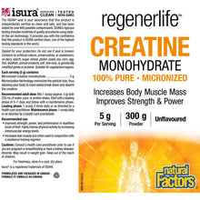 Load image into Gallery viewer, REGENERLIFE Creatine Monohydrate (Unflavoured - 300 gr)