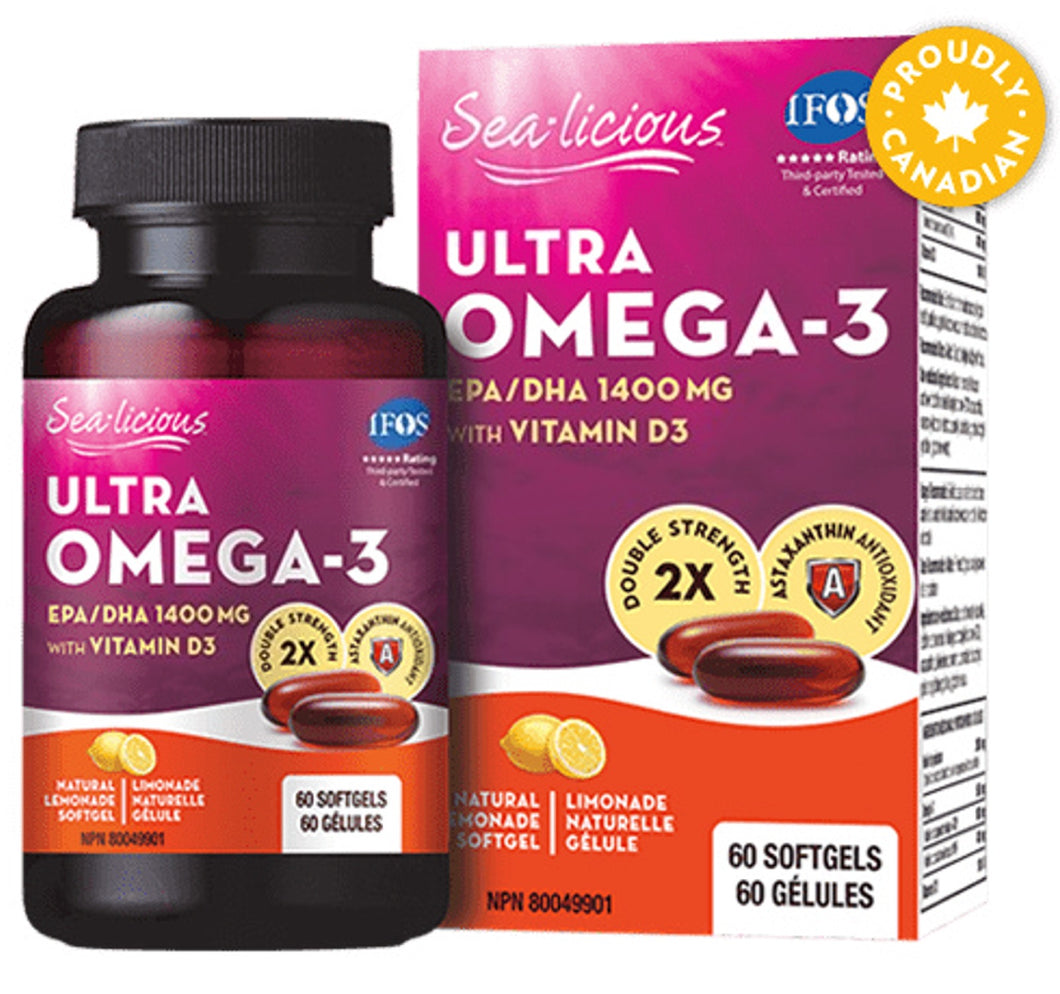 SEA-LICIOUS Ultra Omega-3 + Vitamin D3 (60 softgels)